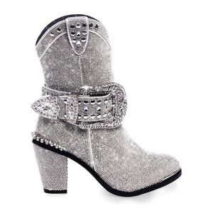 Club Exx - Sheriff Shine Cowboy Boots - Silver
